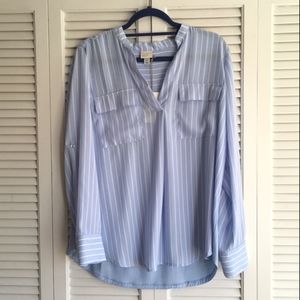 A New Day Blue and White Stripe Button Up Shirt